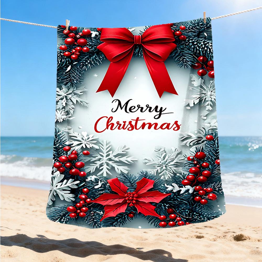 1pc Christmas Decorations Outdoor Flannel Blanket Soft All Season Polyester Throw , Perfect for Picnics & Travel , Picnic Accessory