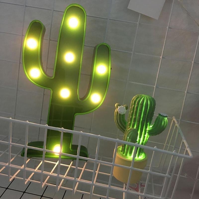 Decorative Party LED Bedroom Cartoon Cactus Table Night Light