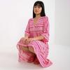 Kadın Yaz Yüksek Bel A Kesim Elbise Kısa Kollu Etnik Baskılı Bağcıklı