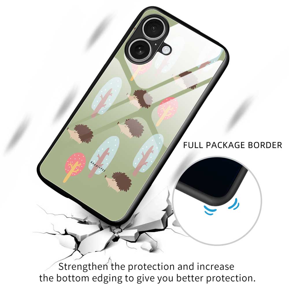 For iPhone 17 Case PC TPU Tempered Glass Pattern Printing Anti Drop Phone Back Cover