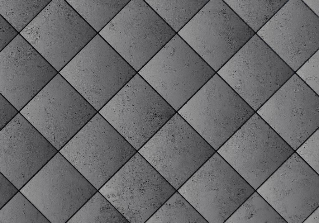 Fototapeta - Szara Symetria - Geometryczny Wzór W Deseń Z Betonu Z Czarnymi Fugami