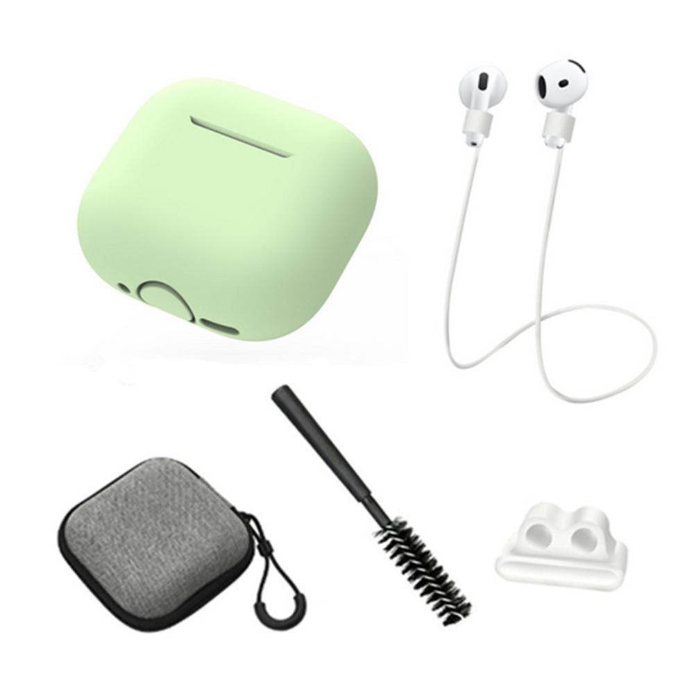 

For AirPods 4 Earphones 5 in 1 Protective Case + Anti Lost Rope + Storage Case + Brush + Watch Band Earbud Holder E