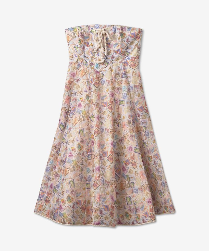 Jimmeoman Midi High-Tie Lace Dress - Stamp Print / 5784Dhigstmpr