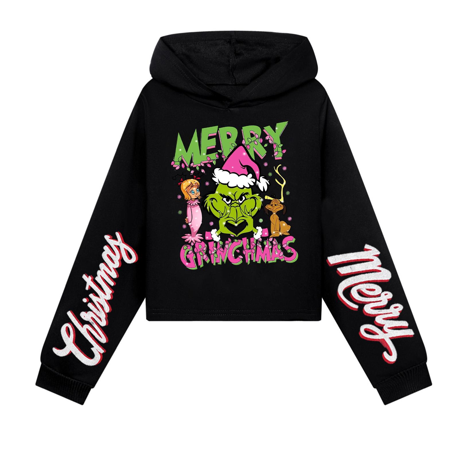 

Kids Casual Fashion Christmas Printed Long Sleeve Hooded Sweatshirt (No Drawstring) 110
