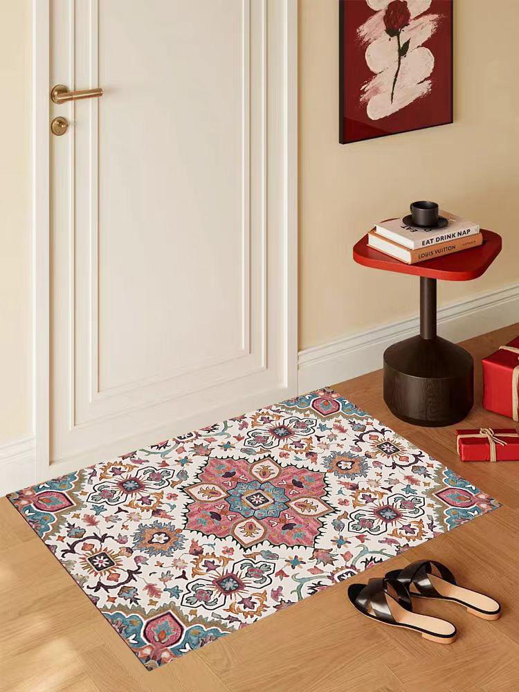 Bohemian Ethnic Style Crystal Velvet Carpet Coffee Table Mat Living Room Bedroom Soft Cozy Carpet Bedside Blanket