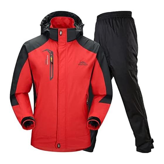 [Benkke] [Rain and Wind Resistant] Outdoor Jacket, Top and Bottom Set, Men s Wear, Climbing Clothes, Rain Wear, Fishing, Waterproof, Rain Pants,