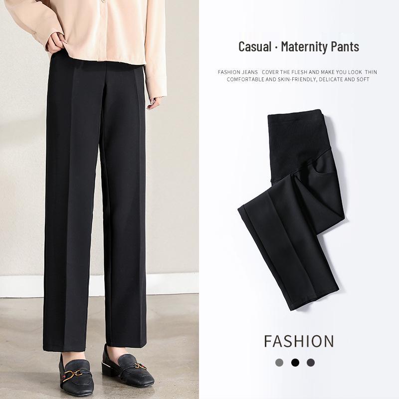 Year-Round Maternity Straight-Leg Suit Pants - Professional Plus Size with Velvet Option