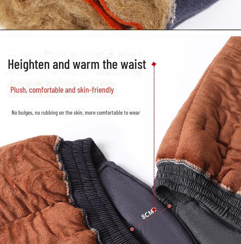 Pantaloni Invernali da Uomo Ispessiti in Pelo di Cammello: Pantaloni caldi foderati in velluto per persone di mezza età e anziane.