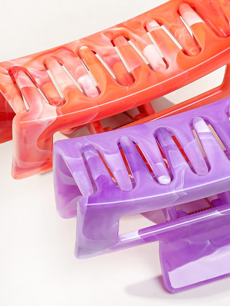 6 Pcs Marbled Hair Claw Clips for Women Grils,3.4 In Hair Clip for Thick Hair,Rectangle Styling Accessories