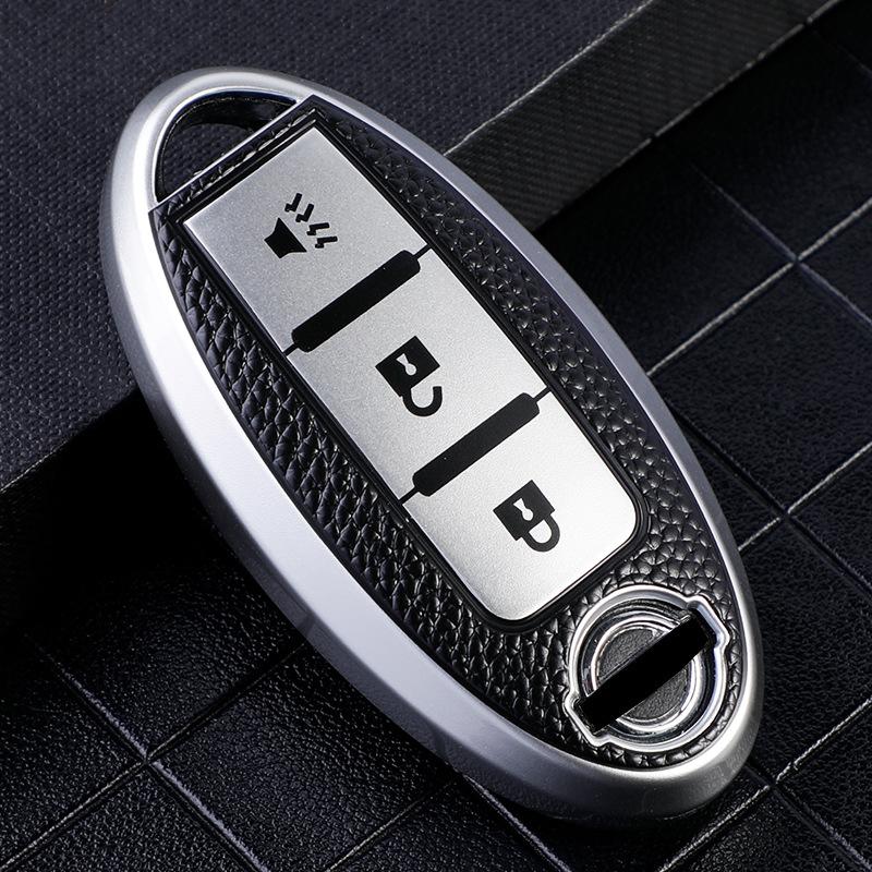 Leather Pattern Key Bag Is Suitable for 13-20 Nissan Teana Key Sets, and Nissan 12 Duke Car High-end Cases.