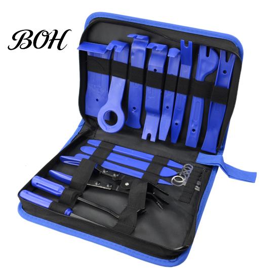 Vehicle Buckle Removal Kit 19Pcs Trim Tool Set with Pick & Clip Tool, Sticker Scraper, Automotive Plastic Car Audio Installation Tools Pry for