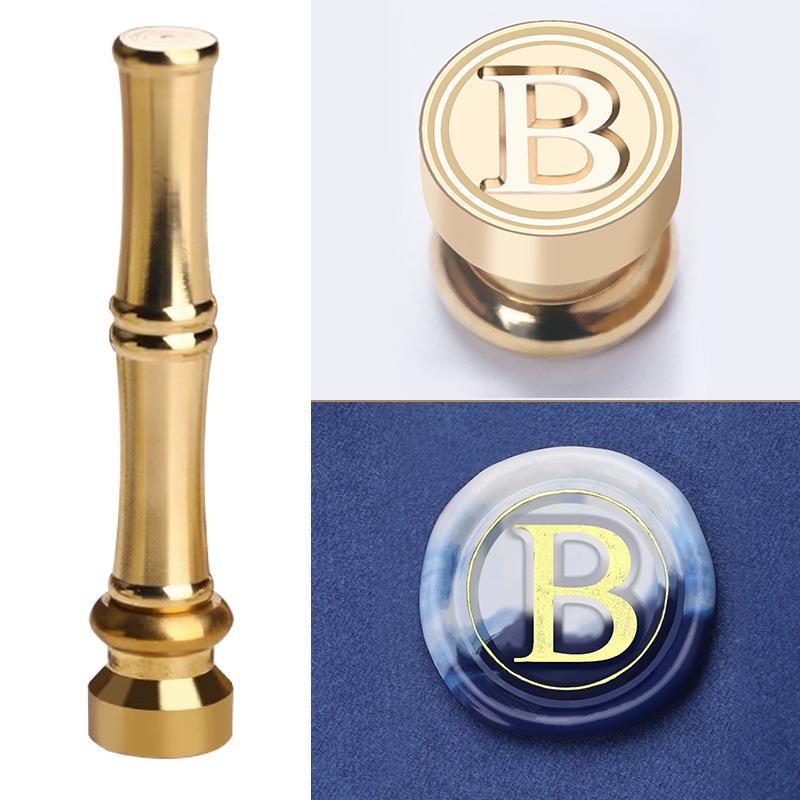Mini Bamboo-Handled Stamp: 1.5cm Copper Head In Regular Script with Sealing Wax