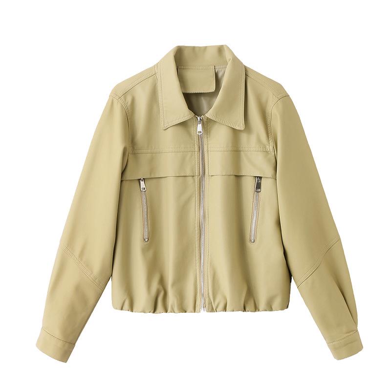 Women's Fashion Lapel PU Leather Jacket - Spring 2025 Collection, Short Coat