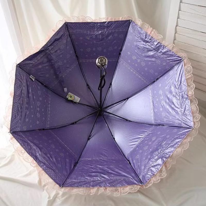 Uv Blocking Umbrella Folding Sun Umbrellas Strong Windproof Ultralight Lace Parasol Luxury Portable Piece Rains Accessories