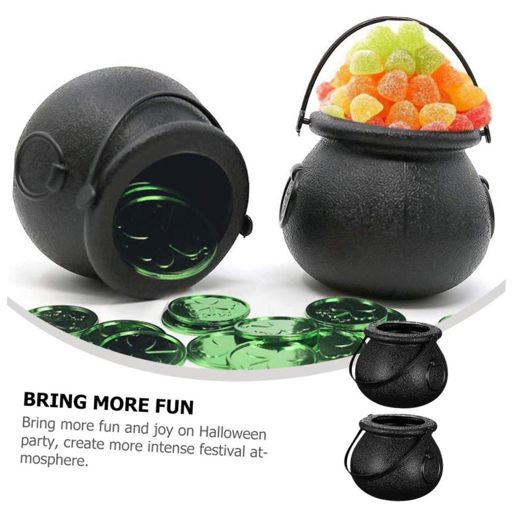 Halloween Party Decoration Witch With Light Pot Mist Plastic Bowl Decoration Candy Bucket Decoration