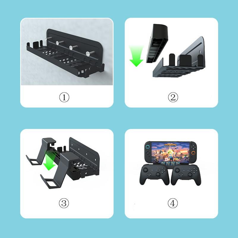 2026 Switch 2 Dock Console Wall Mount Stand with 8 Game Card Holder + 2 Pro Controller Hook Compatible Nintendo Switch 2