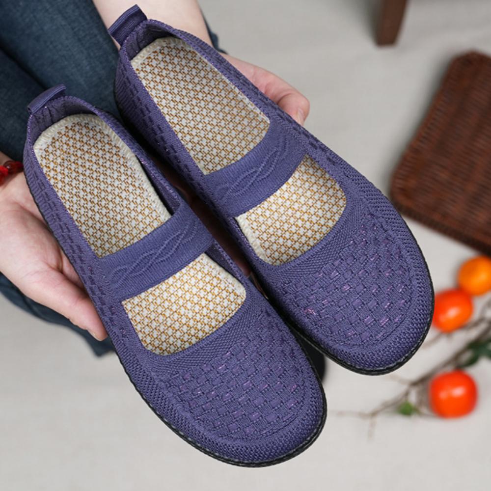 Women's Cloth Shoes Mesh Shallow Shoes Non-slip Wear-resistant Middle-aged and Elderly Shoes Elastic Walking Shoes for The Elderly