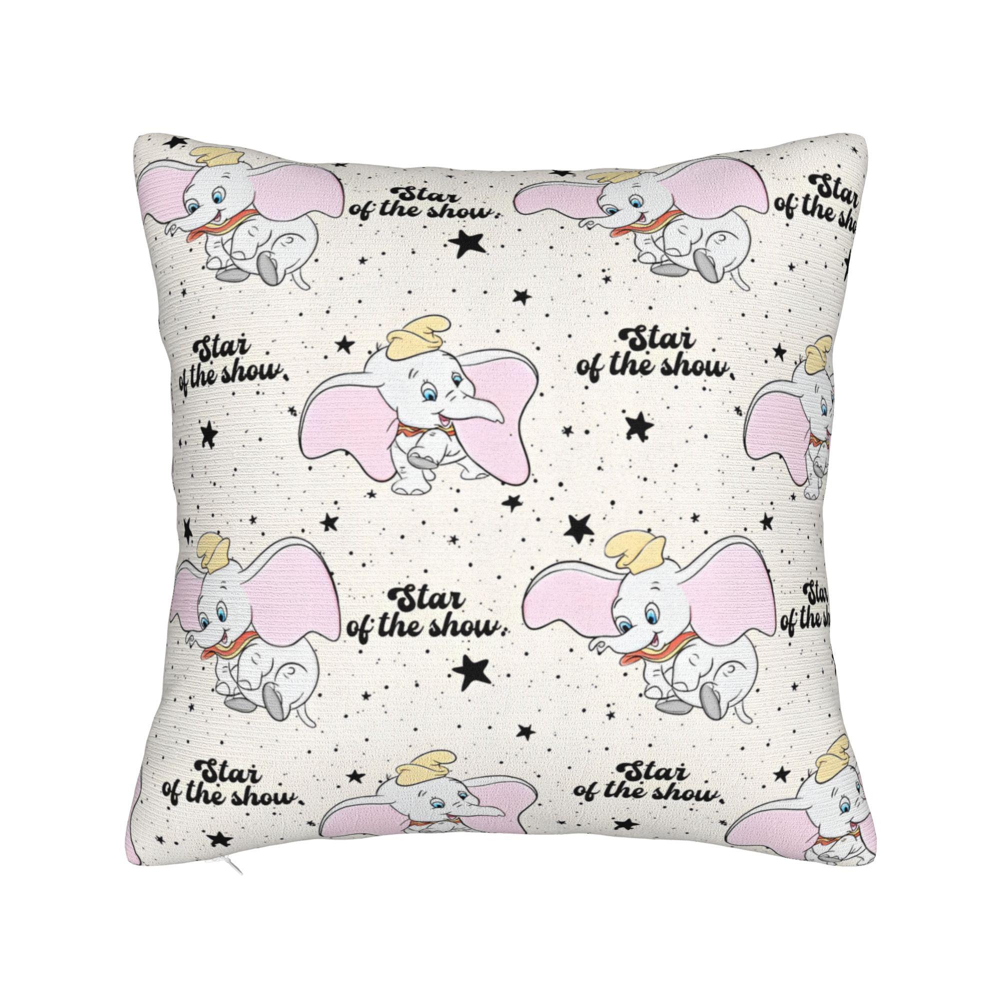 Dumbo Elephant Flying Square Pillow Case Circus Carnival Cushion Cover Creative Polyester Decorative Pillowcase for Home 18 x18 30cmx30cm