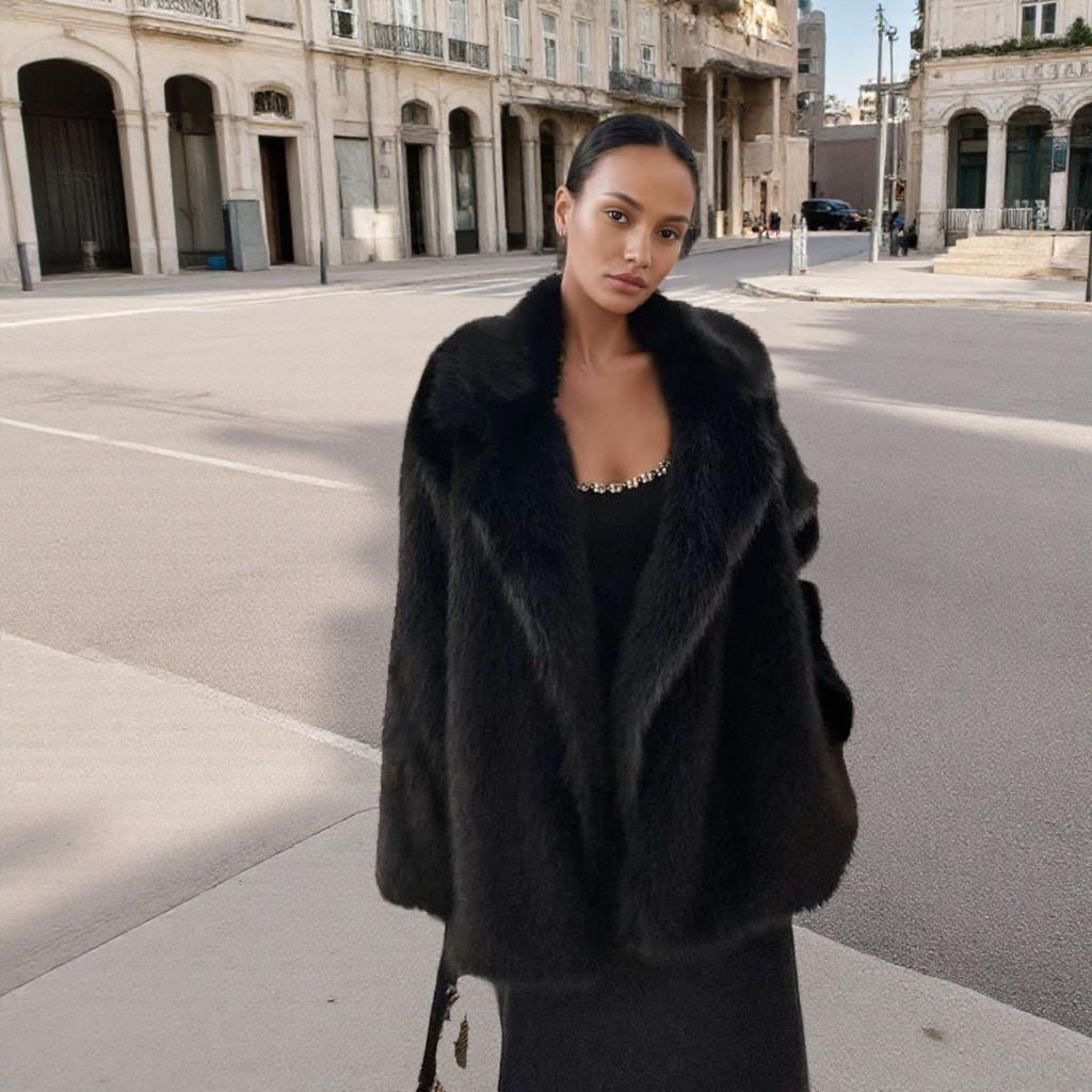 Fur Jacket, Suit Collar, Imitation Fox Fur Top, Loose Coat Thickened Winter New