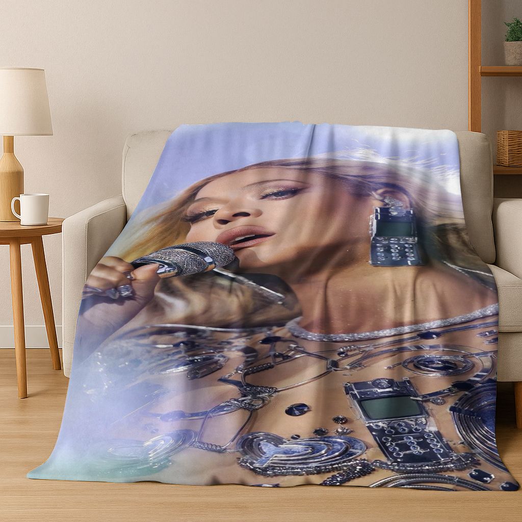 Moderne Popmusik Beyonce Kunst Flanelldecke, Gemütliche Weiche Überwurfdecke für Zuhause Schlafzimmer Bett Sofa Picknick Büro Abdeckung Geschenk Kind