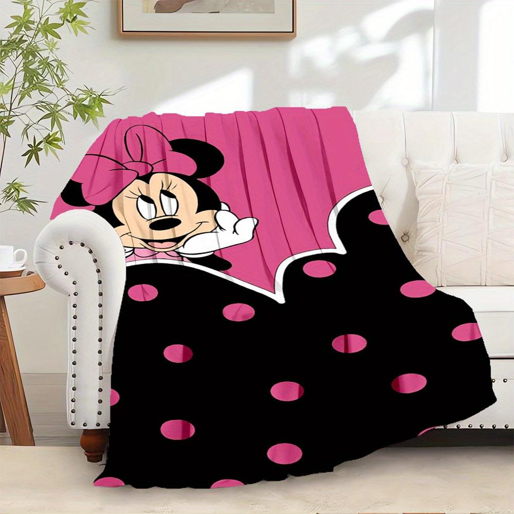 

1 pc Velvet Pink Polka Dot Minnie Mouse Bedding Throw Blanket Sofa Cover Gift Home Decoration 3D Cartoon Character Design Soft Warm Plush Fa 130x150cm