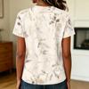 Women's Casual Pullover T Shirt Short Sleeve Round Neck Floral Print Top Lightweight Soft Fabric Relaxed Fit Tee for Everyday Wear