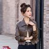 Small short leather jacket spring new women's slim and thin leather jacket motorcycle suit