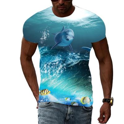 Letnia moda ryby morskie graficzne koszulki męskie casualowe trendy nadruk koszulka podwodny świat wzór krótki rękaw koszulki top