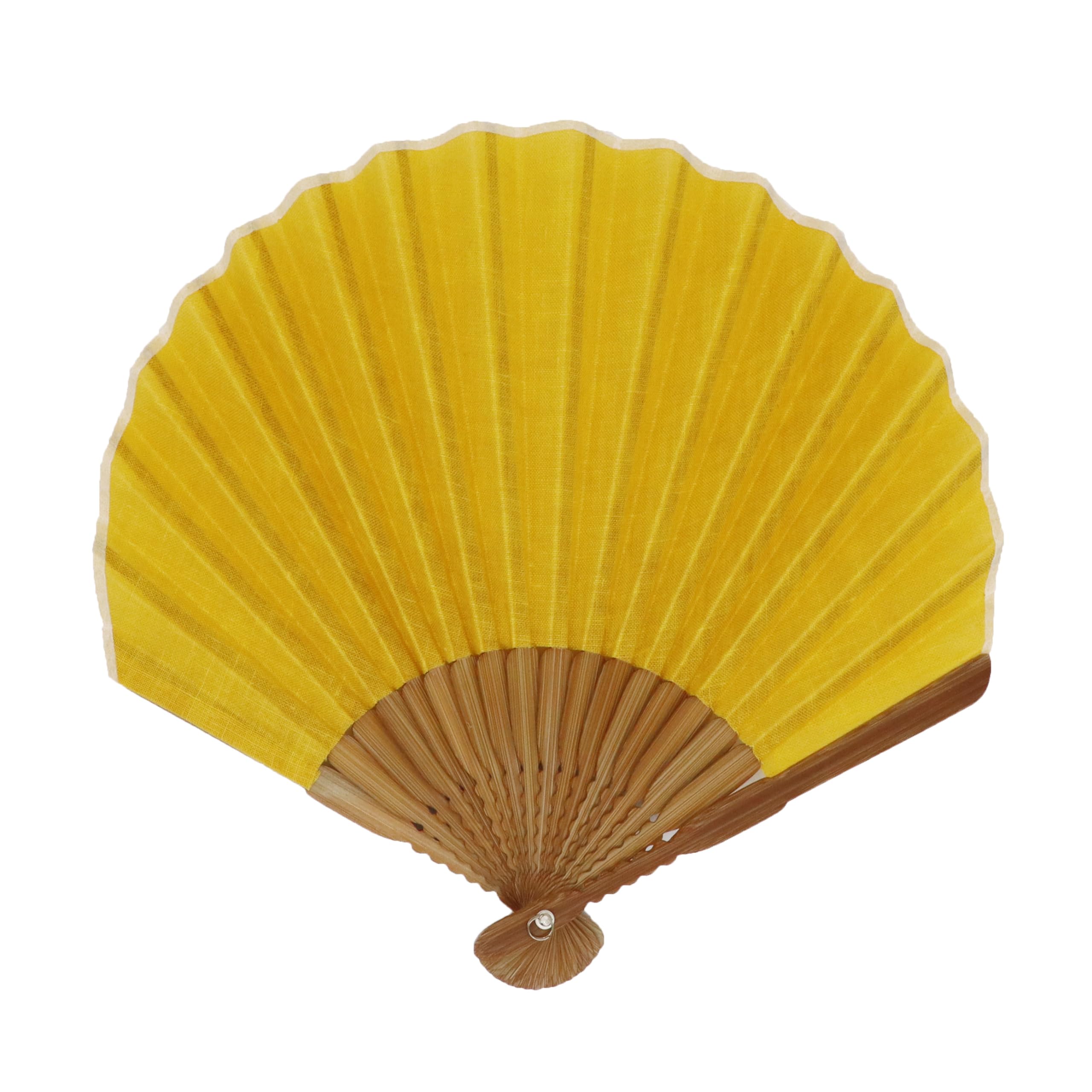 [Onishi Kensei Seihan] Ripple Shell Fan, 22cm, Women s, SY19-AMU03, Plain Linen, Yellow
