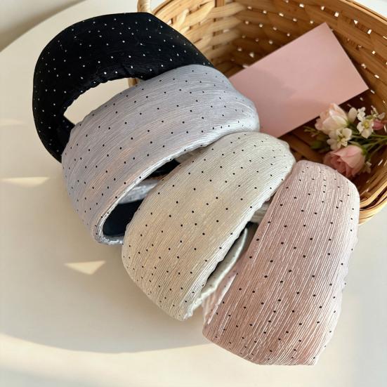 Cerchietto per Capelli da Donna, Fascia Satinata Allargata e Curva con Design a Pois, Vestibilità Comoda per Assottigliare il Viso, Fascia per Capelli per Uso Quotidiano