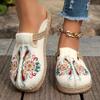 Women'S Ethnic Floral Embroidered Fabric Slides