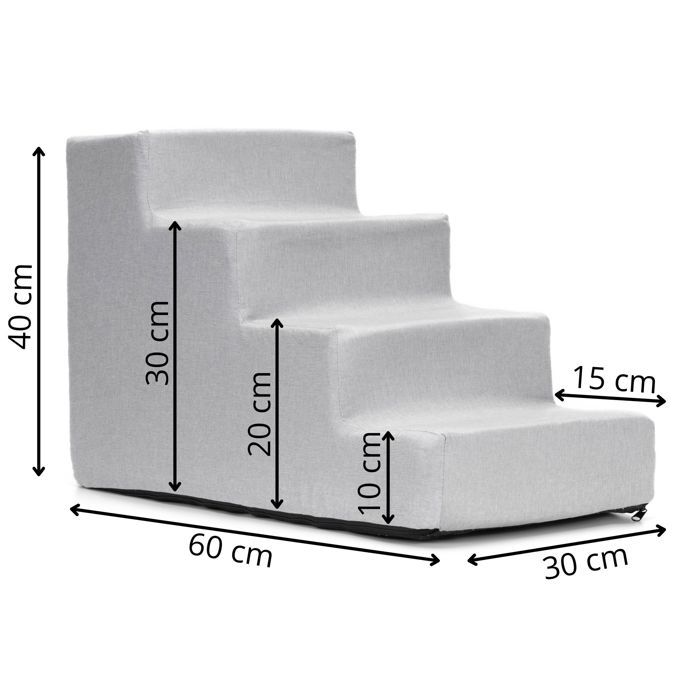 Honden trap - SPRINGOS - 4 treden - Grijs - Hoge dichtheid schuim 30D - Belasting 25 kg