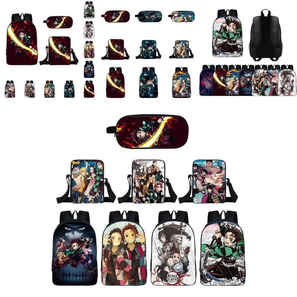 Fashionable Demon Slayer Backpack With Spacious Compartments And Cartoon Pattern Design