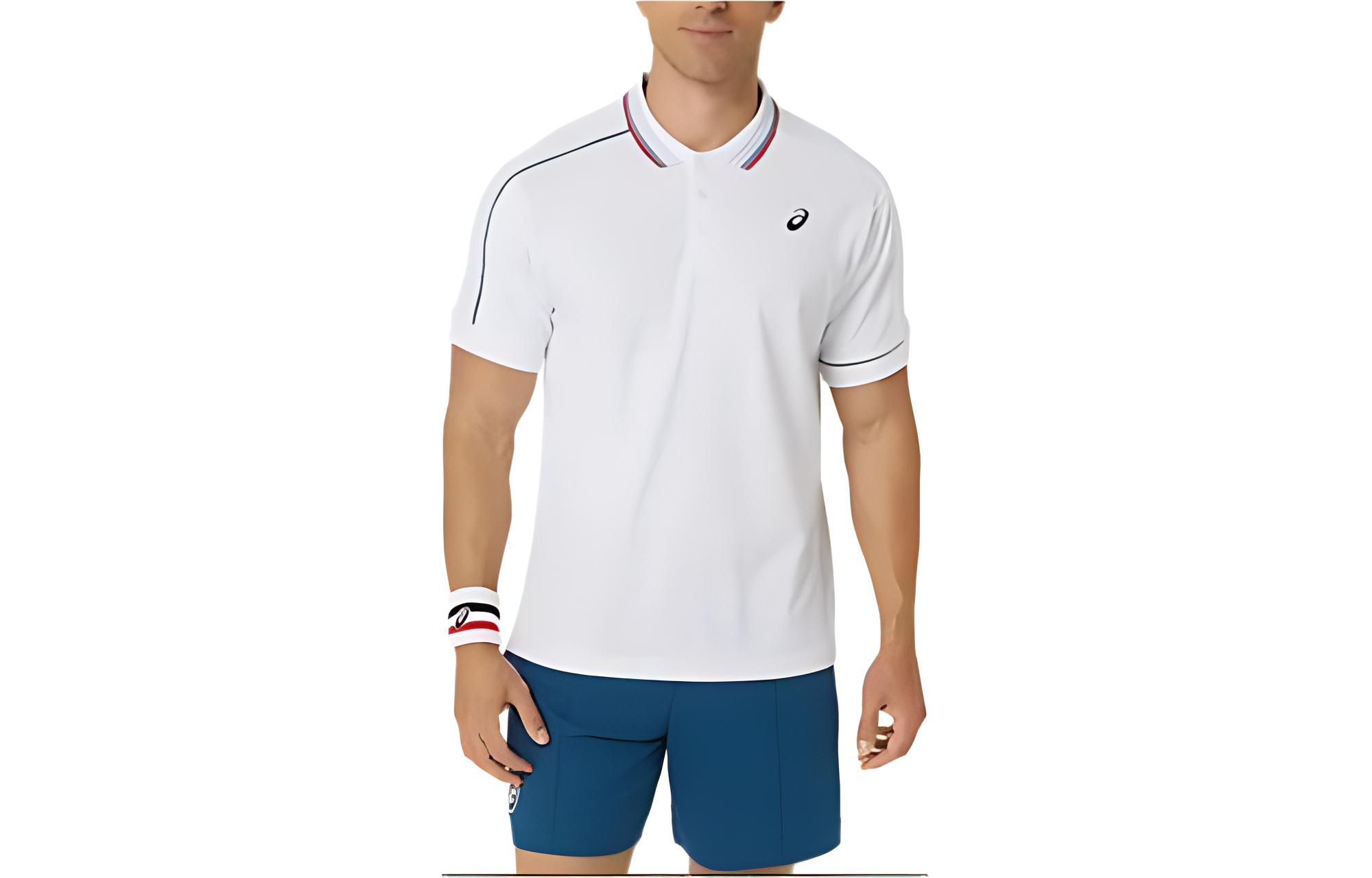 ASICS Polo Shirts Men s White Polo Collar Moderate Straight Fit 2041A287-100 XXL