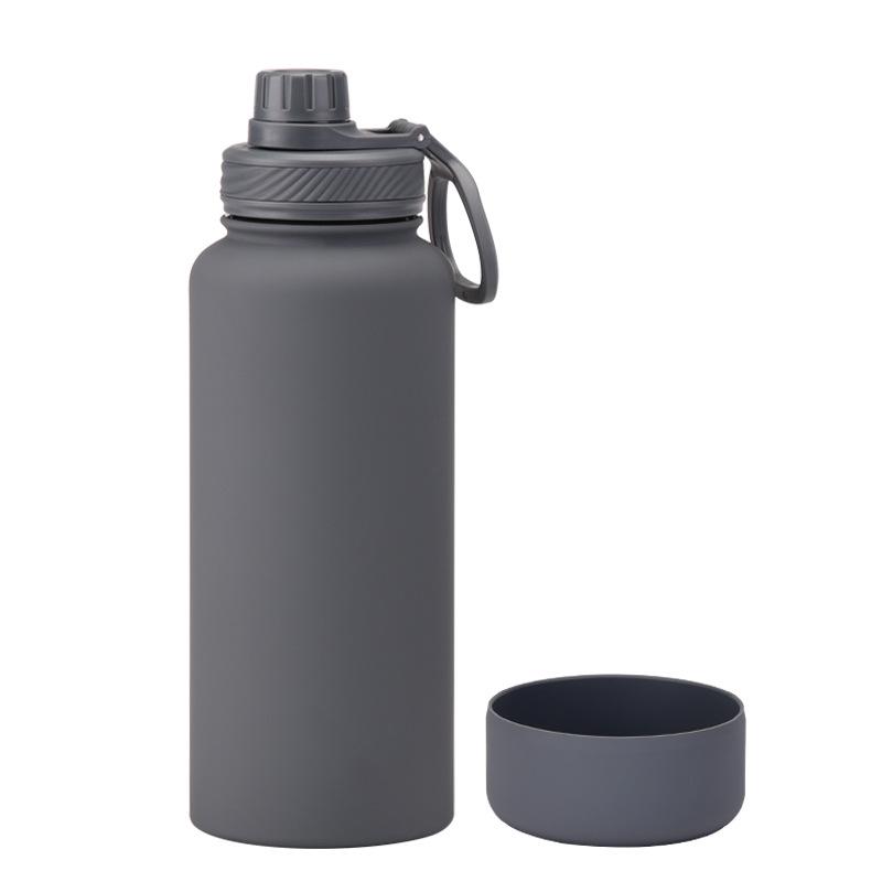 1L Large-Capacity Thermos Cup With Non-Slip Bottom, Portable Outdoor Sports Kettle, Frosted Water Cup