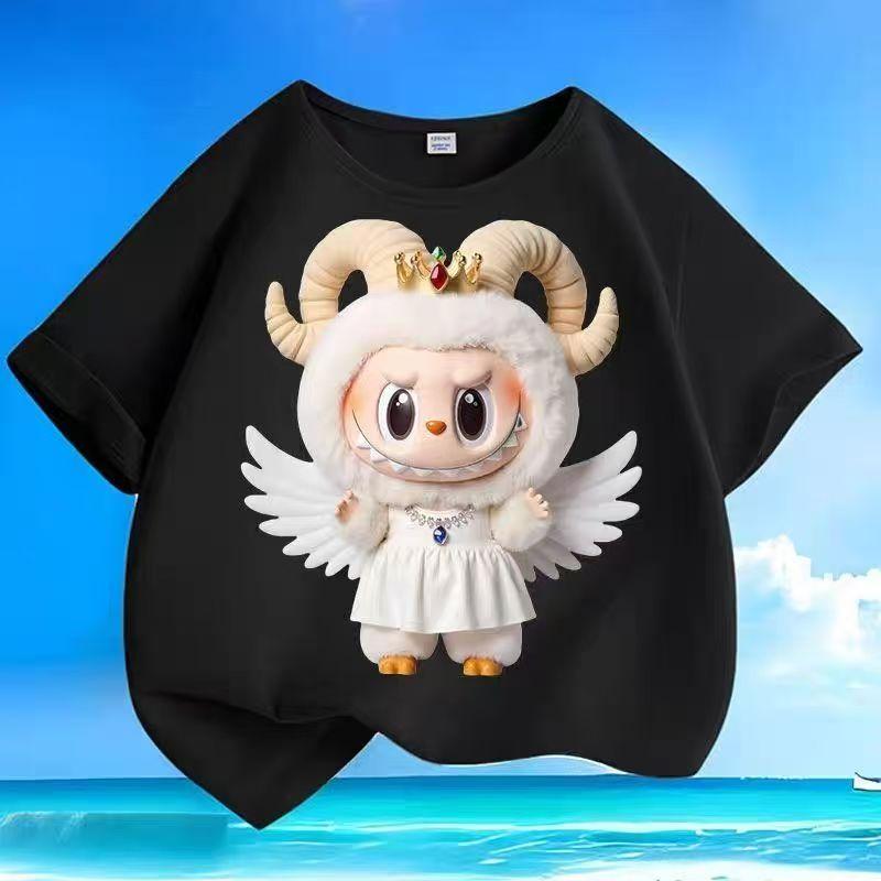 

Детские футболки с мультяшным принтом двенадцати созвездий, черные, для мальчиков и девочек, топ с коротким рукавом, трендовая одежда, подарок 160