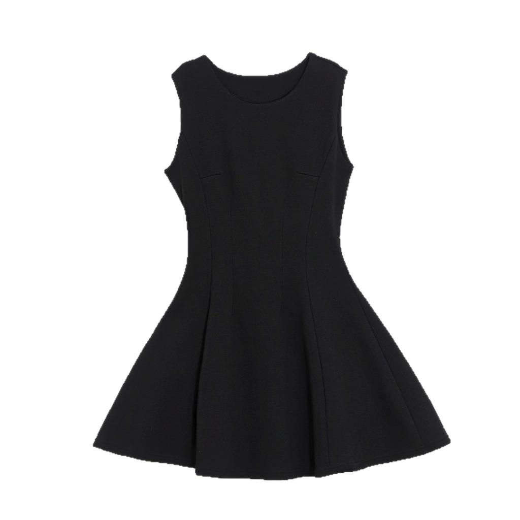 Black daughter sleeveless vest dress dress Hepburn style small black dress summer small fragrant style small waist short skirt