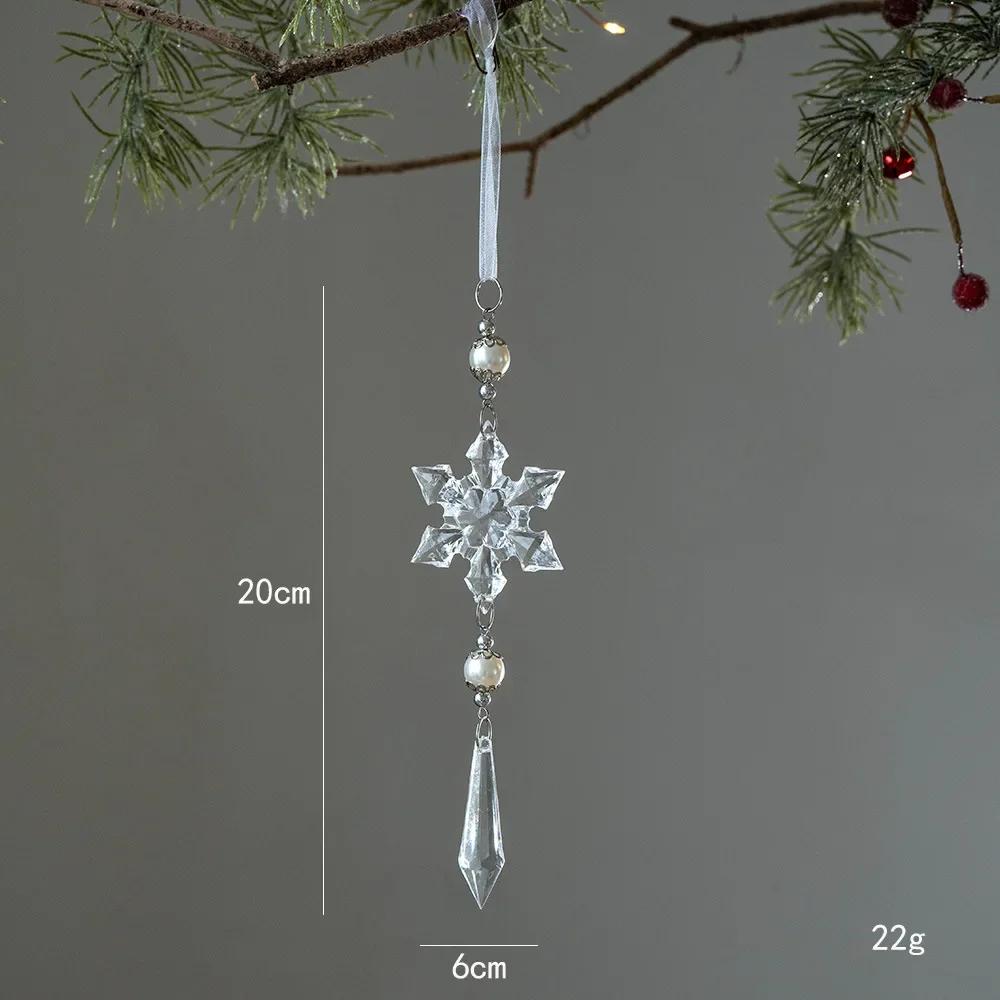 Christmas Transparent Snowflake Crystal Pendants Decorations Xmas Tree Hanging Ornament Christmas Home Decorations New Year Gift