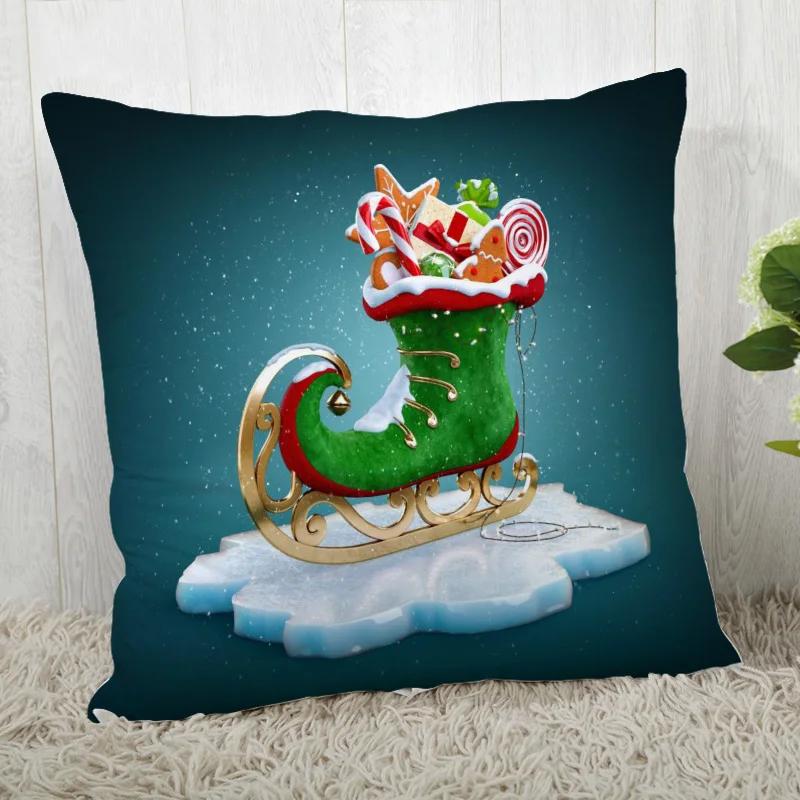 Custom Decorative Pillowcase Christmas Square Zippered Pillow Cover 35X35,40x40,45x45cm(One Side)