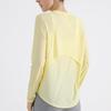 Women's Long-Sleeve Quick-Dry Yoga Top: Nude Open Back, Breathable, Loose Fit, Sun Protection for Running and Fitness.