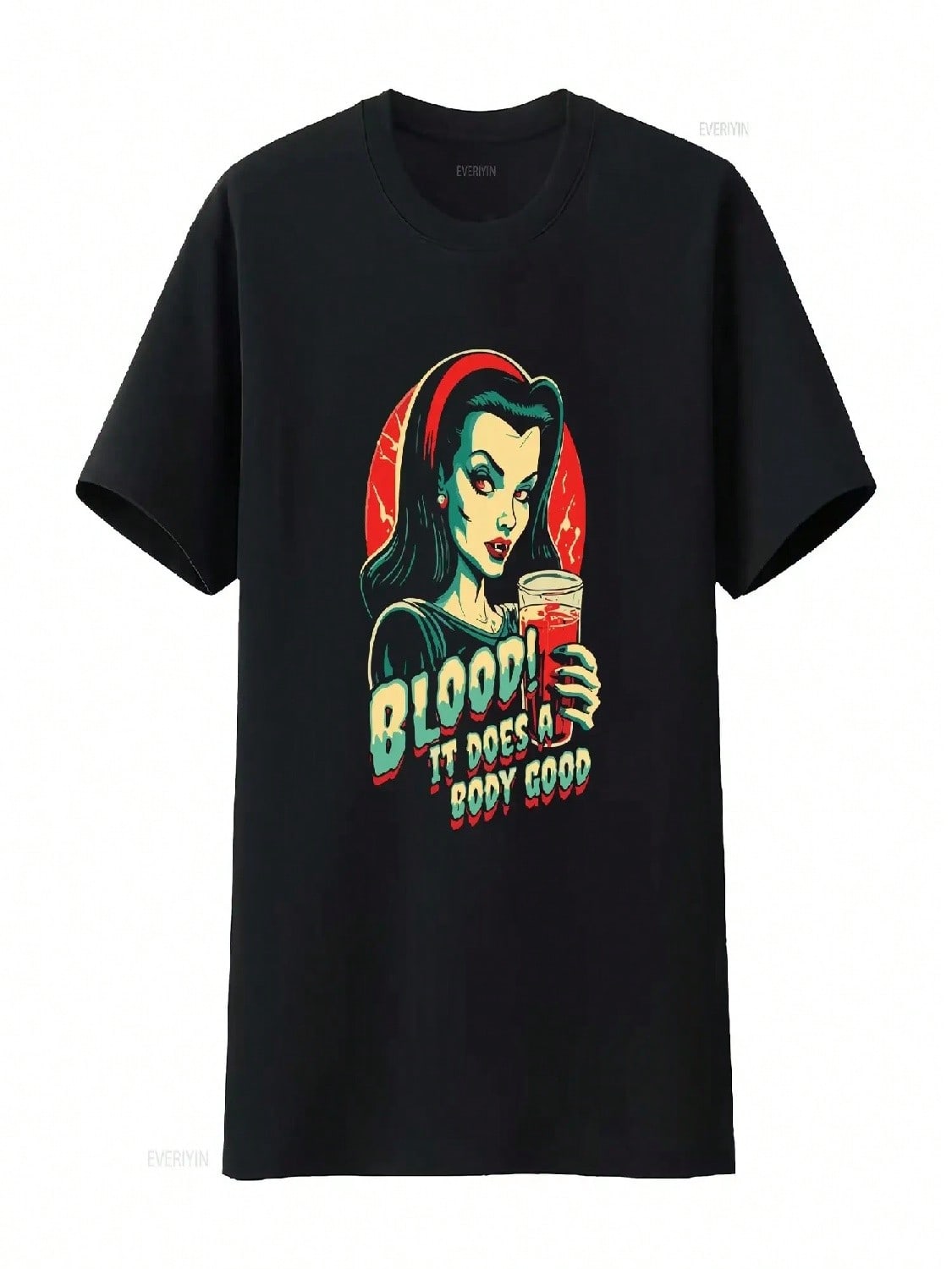 NEW LIMITED Blood Does A Body Good Pretty Vampire Goth Vintage Halloween T Shirt Vintage Washed Casual Soft Homme Comfortable S разноцветный