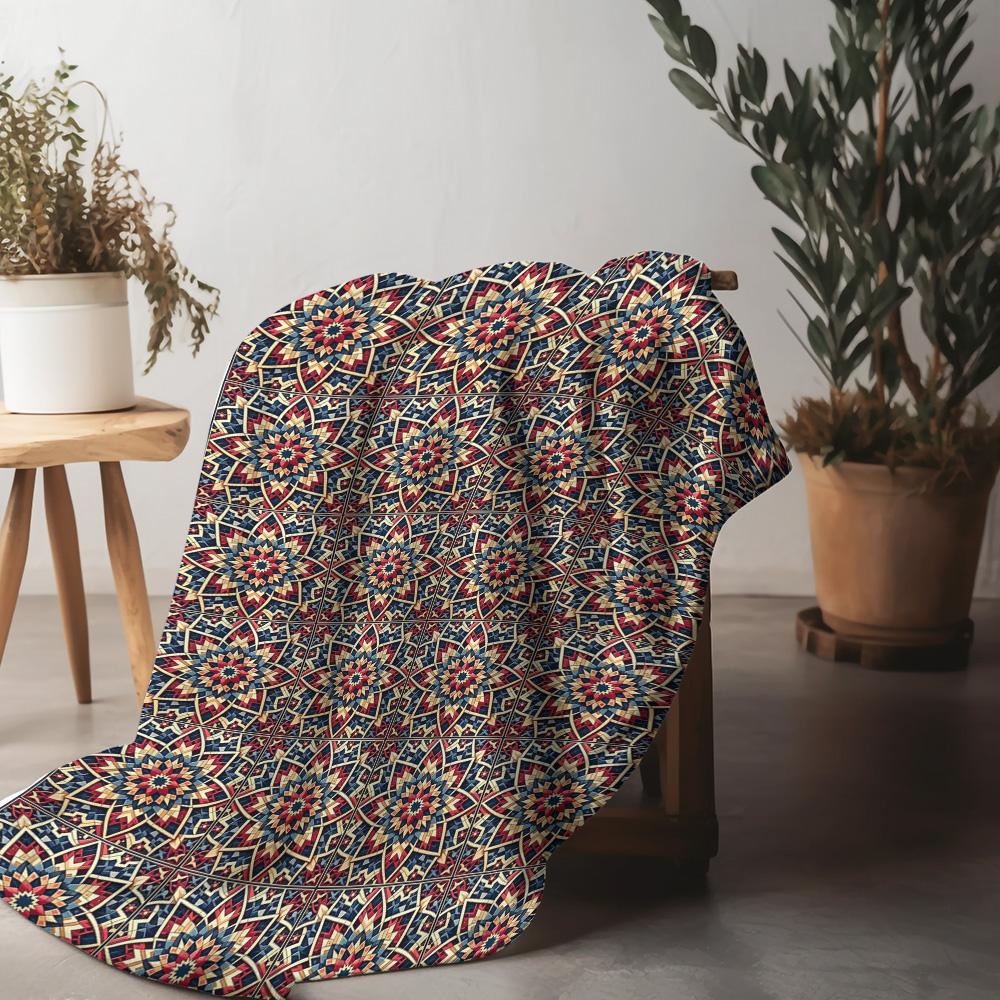 Intricate Geometric Pattern Blanket Decorative Throw Blanket Bedspread Sofa Cover Modern Mosaic Design Home Decor Gift