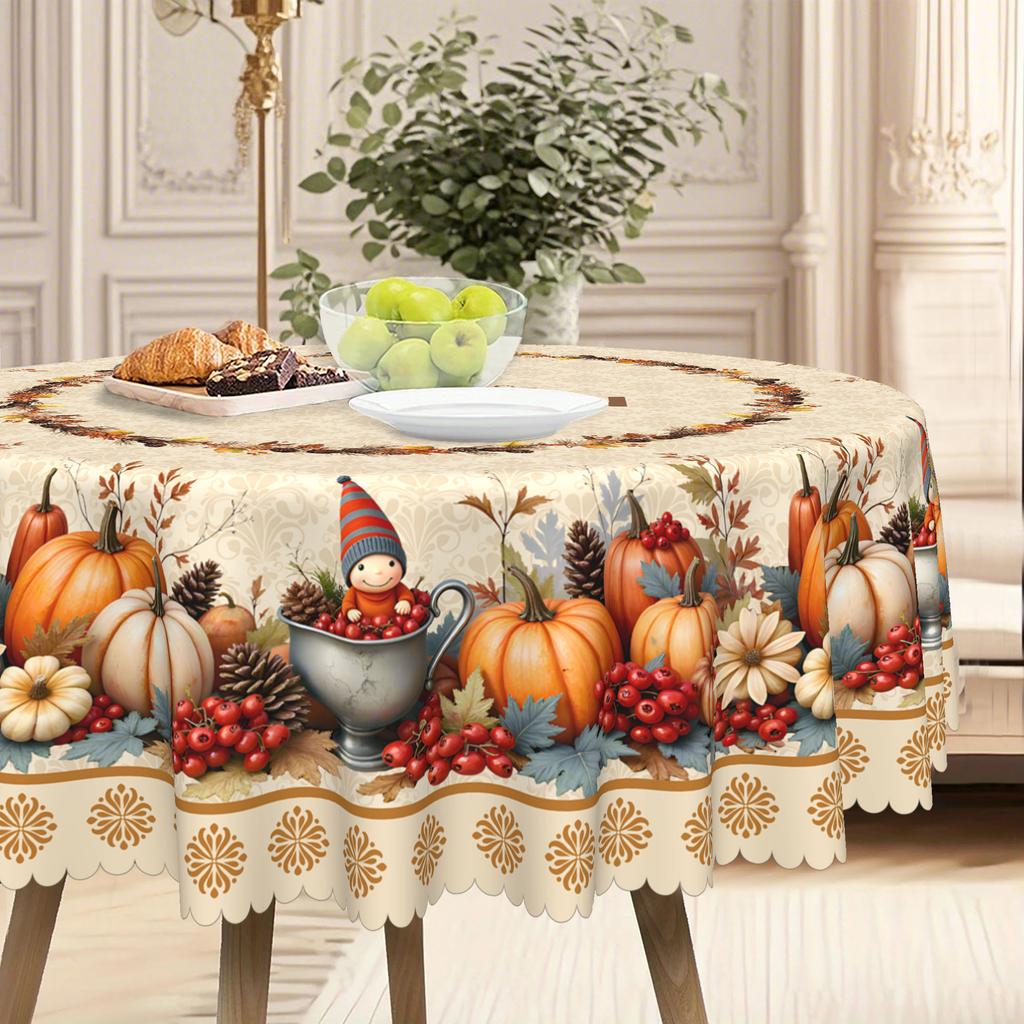 Autumn Theme Table Cloth, Pumpkin, Berry, Elf Elements, Suitable For French Pastoral Table Cloth