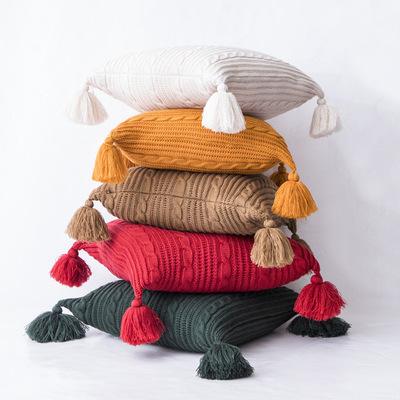 Ins Knitted Woolen Blanket Simple Shawl Casual Take Towel Model Room Pillow Pillowcase Cover Blanket