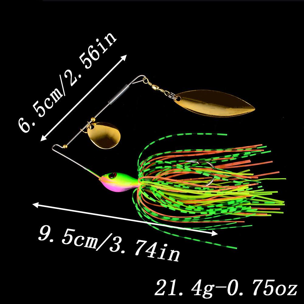 Alloy Willow Leaf Spinner Bait 21.4g - Anti-Snag Design with Bearded Lure