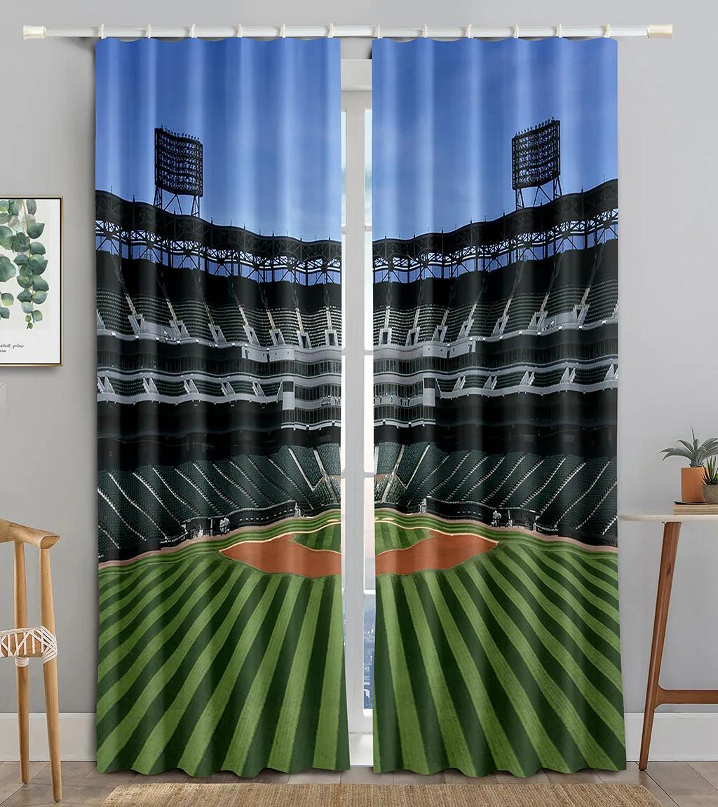 

American Football Stadium Arena Night Spotlights Sky Bedroom Space Window Opening Shade Drapes ideal for Boys Men Teens Printed Living Room Curtains W55 X H120cm X 2&HOOK