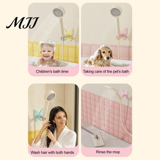 Easy Install Shower Bracket Butterfly Head Holder, Wall Mounted Self-adhesive Handheld Waterproof Mount Bracket, Universal Adjustment Accessory