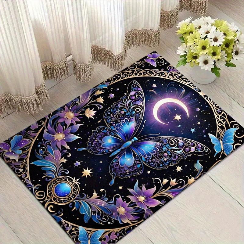 

1pc Butterfly Pattern Area Rug Soft Flannel Floor Mat for Living Room, Bedroom and Office, Sofa Coffee Table Floor Mat, Machine Washable 60cm by 90cm