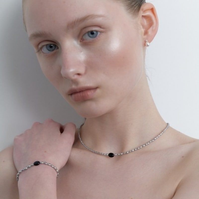 LOVE ME MONSTER Chic Grey Pearl Gem Necklace (L251MNK010)