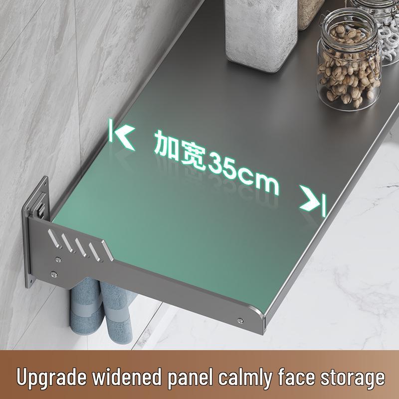 Wall-Mounted Kitchen Spice Rack: No-Punch, Moisture-Proof, Durable Microwave Oven Storage Shelf.
